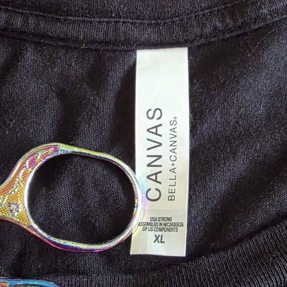 Bella+Canvas T Shirt Men XL Black Lucky Bastard Saloon Skull Graphic Print Boho - Picture 3 of 12